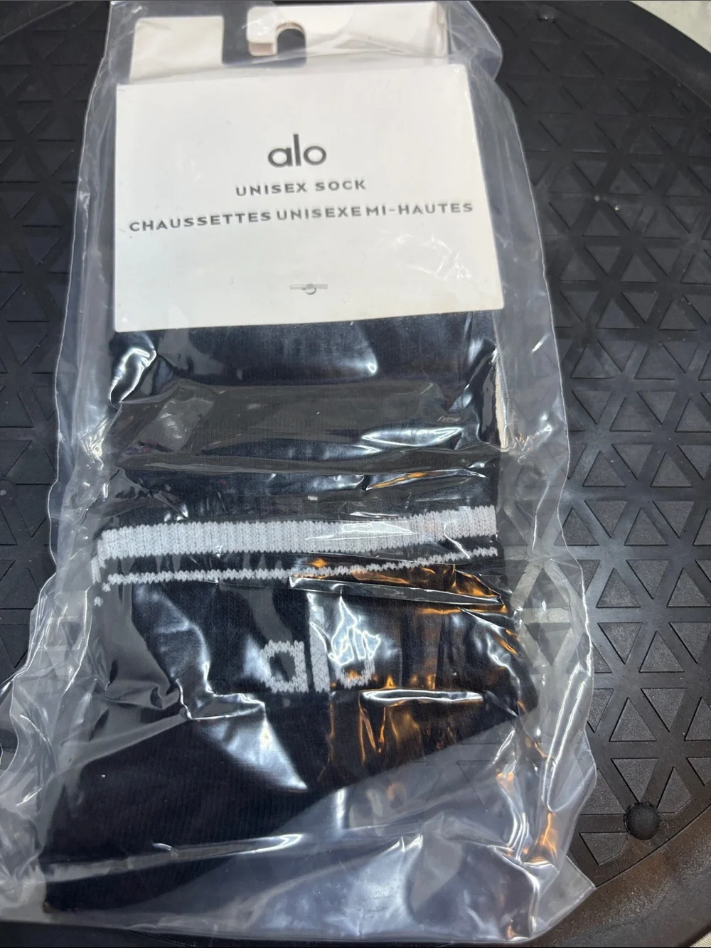ALO Yoga Black Low-Cut Socks with White Stripe